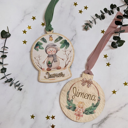 Bola Navidad madera hada