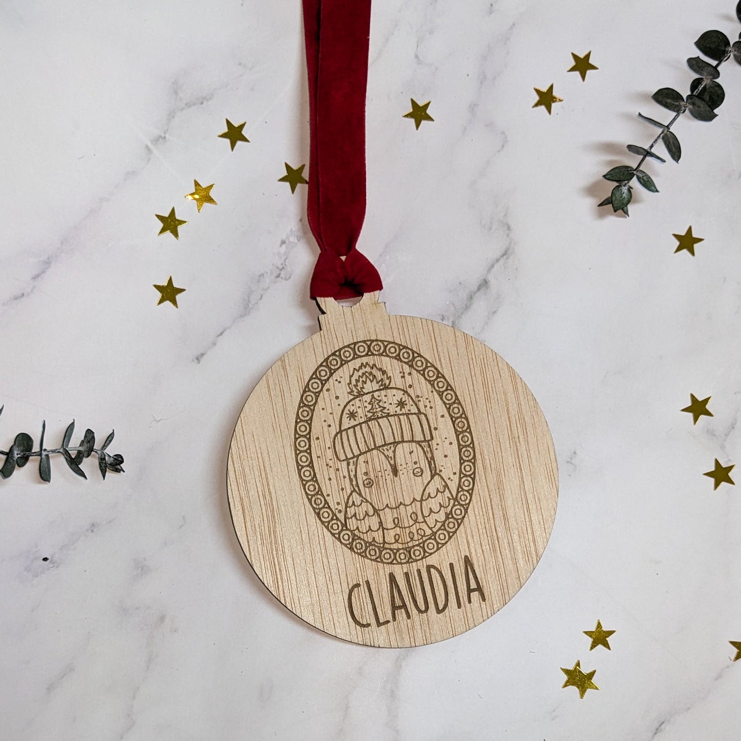 Bola Navidad madera búho