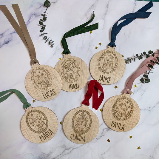 Bola Navidad madera reno