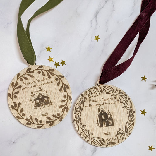 Bola Navidad madera dirección