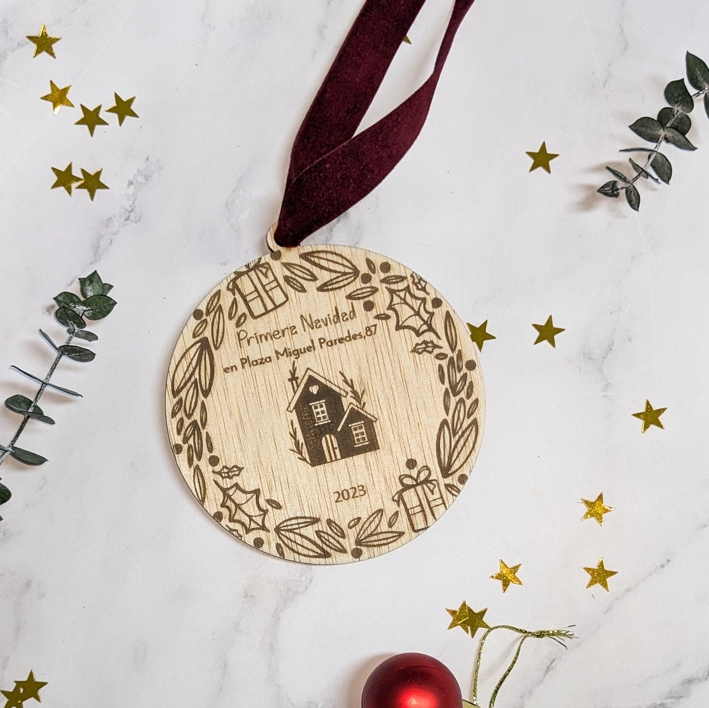 Bola Navidad madera dirección