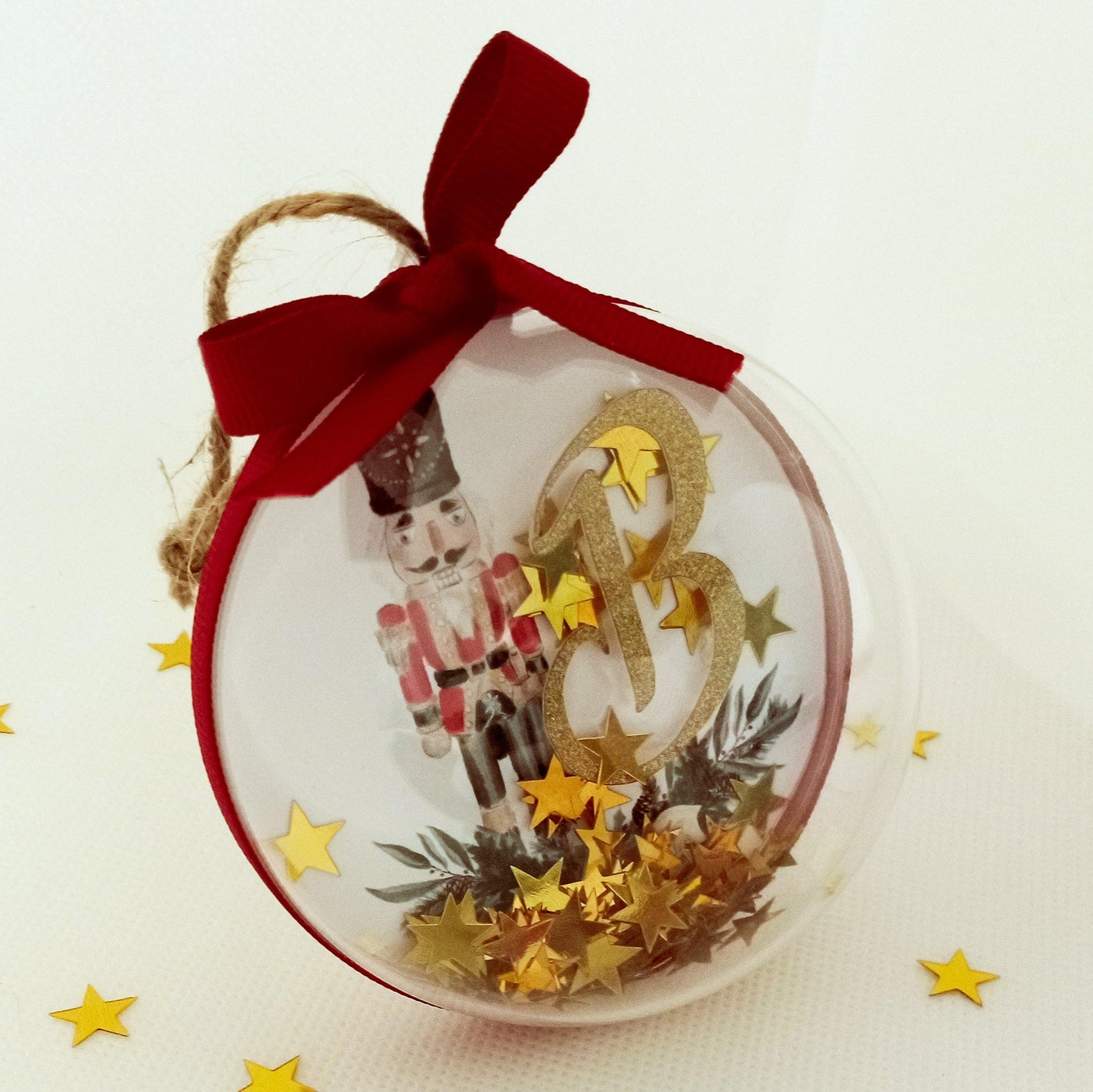 Bola Navidad transparente Soldadito - Nombre - Miss Moppet