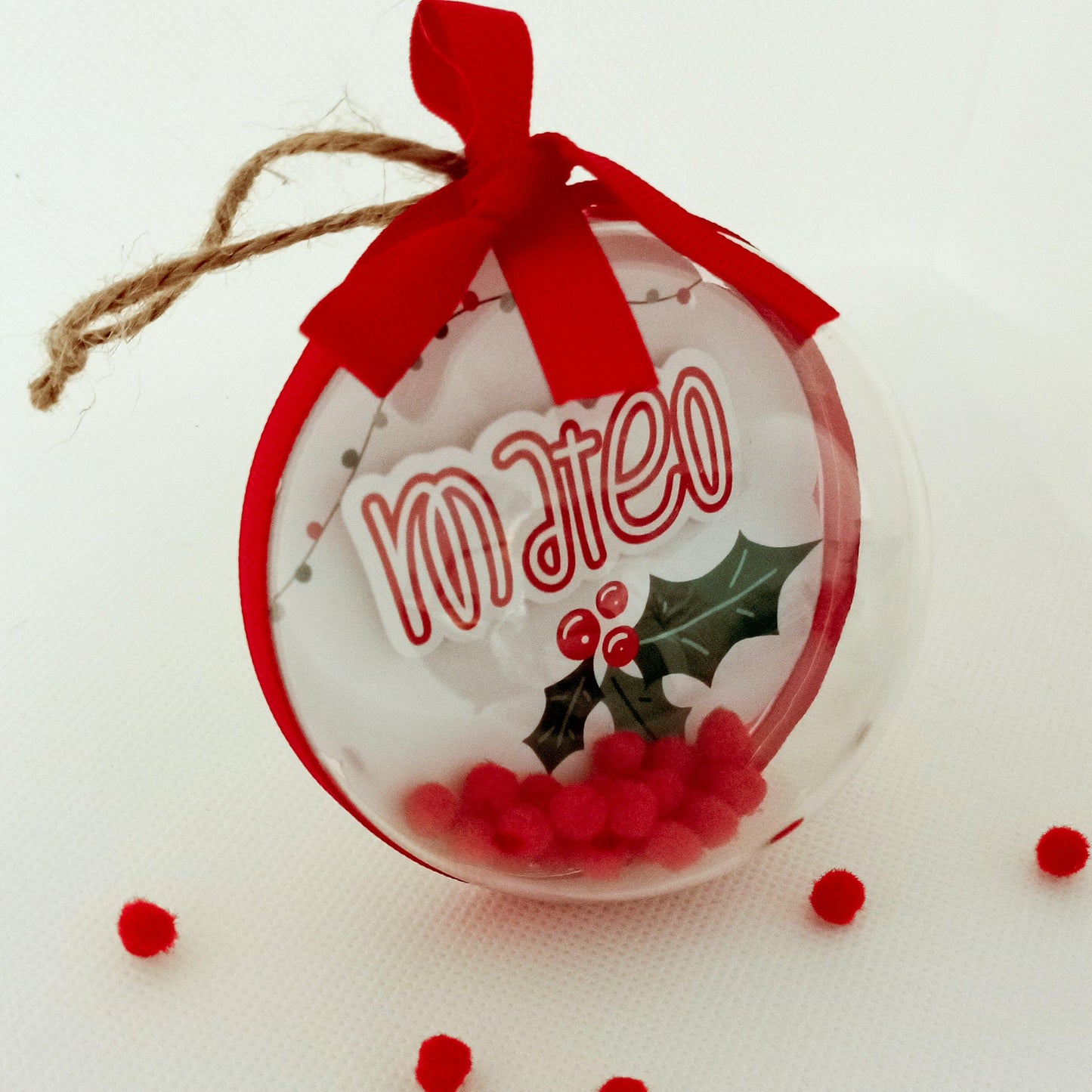 Bola Navidad transparente Muérdago - Nombre - Miss Moppet
