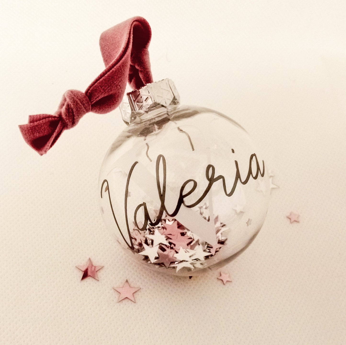 Bola Navidad plata transparente 6 cm- Nombre - Miss Moppet