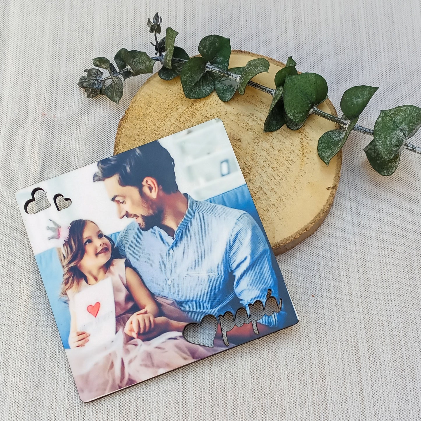 Imán personalizado madera Papá - Foto