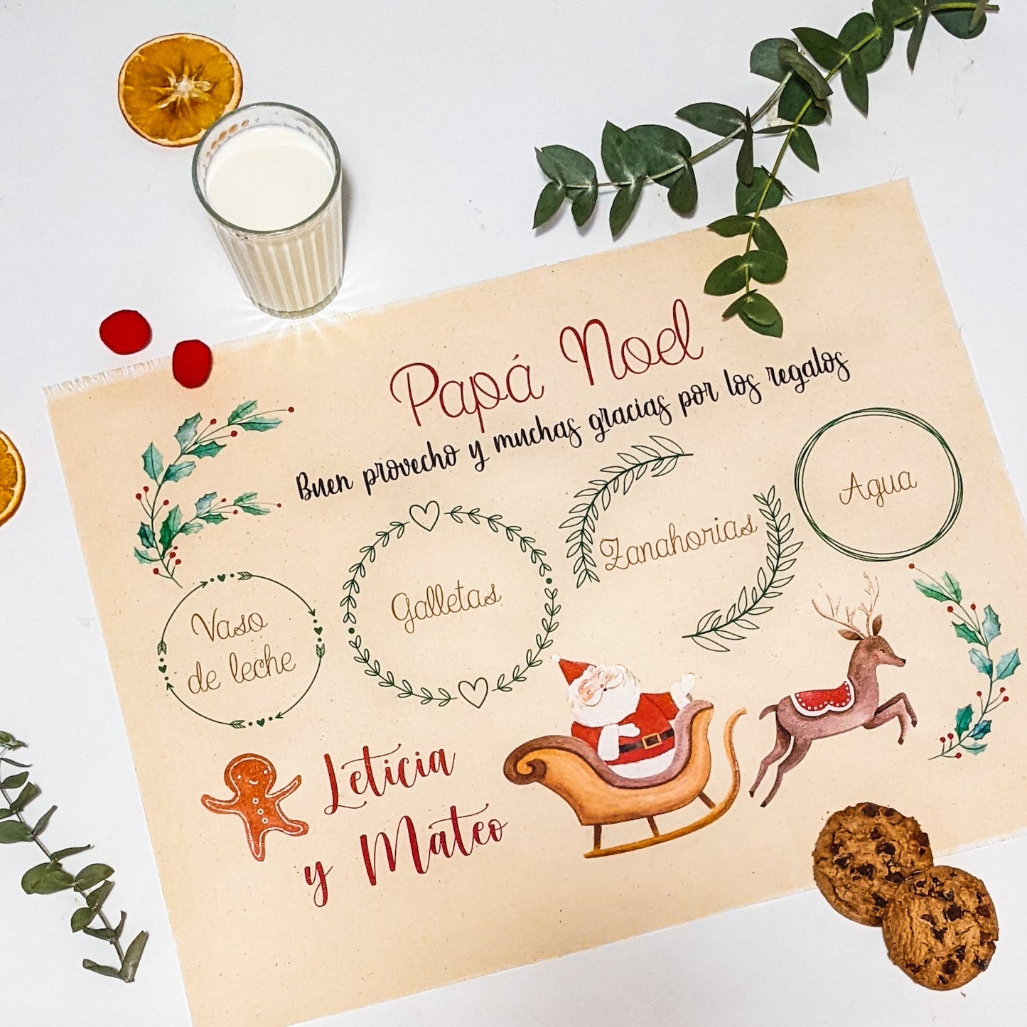 Bandeja Tela Papá Noel-Nombre