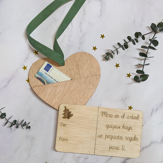 Bola Navidad corazón tarjeta regalo