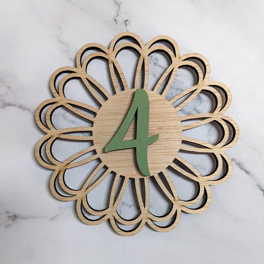 Números de mesa flor