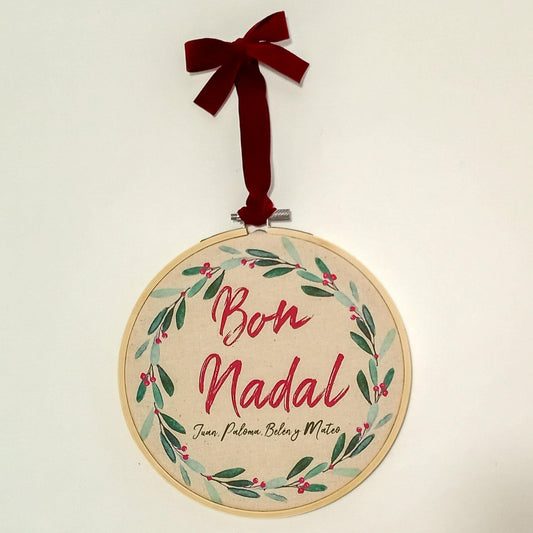 Bastidor Navidad Corona grande personalizado - Miss Moppet