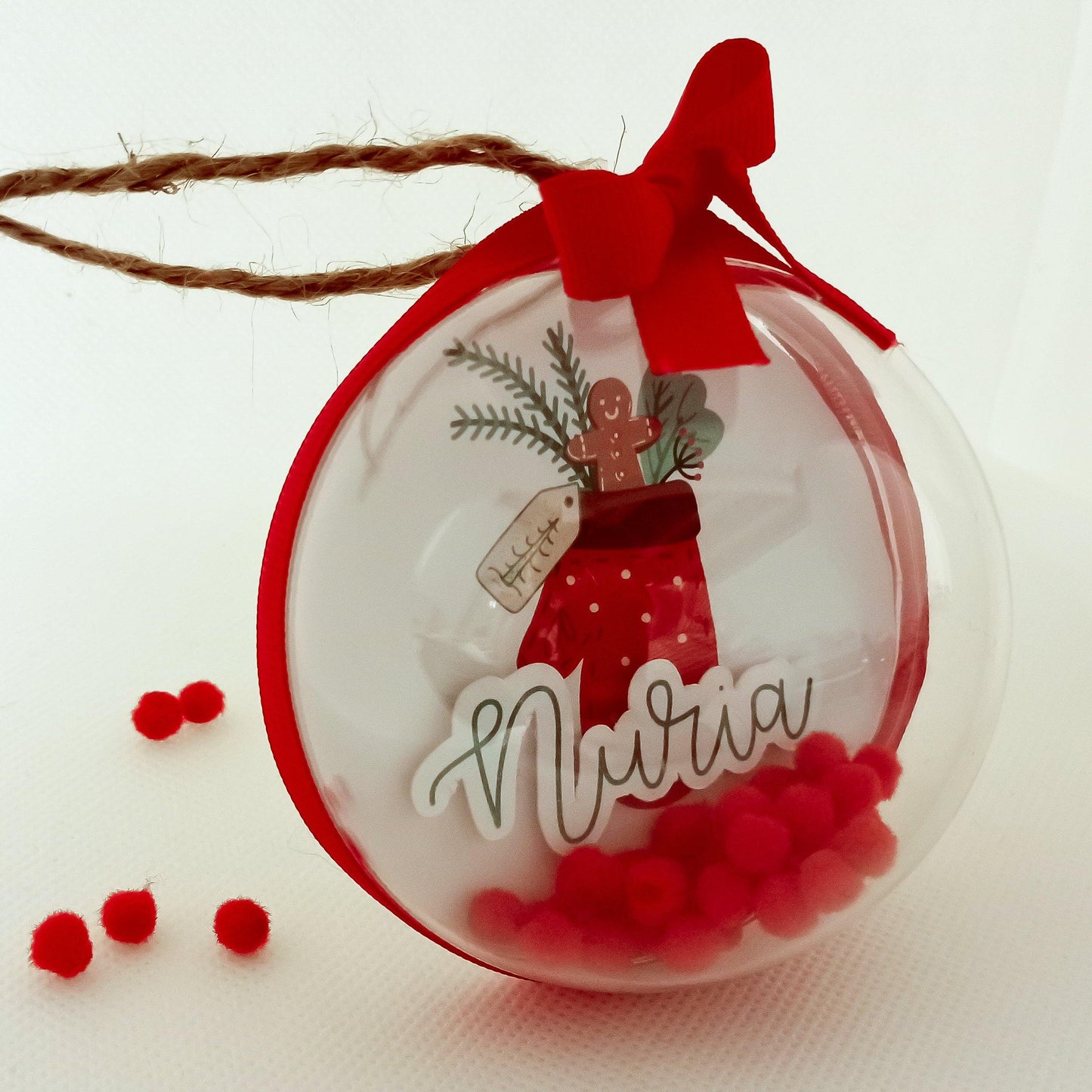 Bola Navidad transparente Manopla - Nombre - Miss Moppet