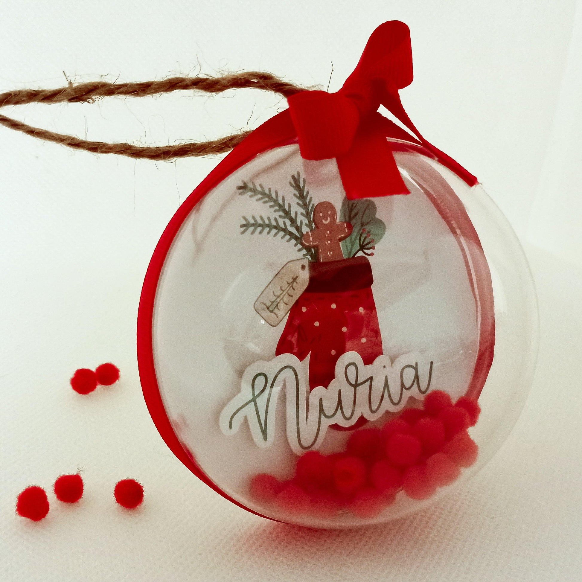 Bola Navidad transparente Manopla - Nombre - Miss Moppet